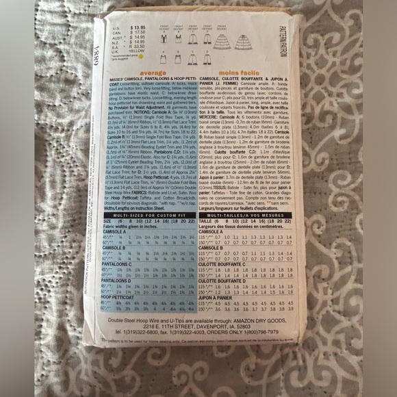 VTG Butterick 6884 Ladies Petticoat Hoop skirt camisole Pattern SZ 6-8-10 UNCUT - Picture 3 of 5